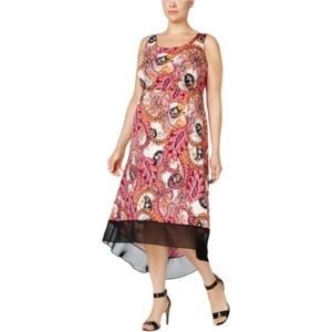 NY Collection Womens Plus Hi-Low Printed Casual Dress